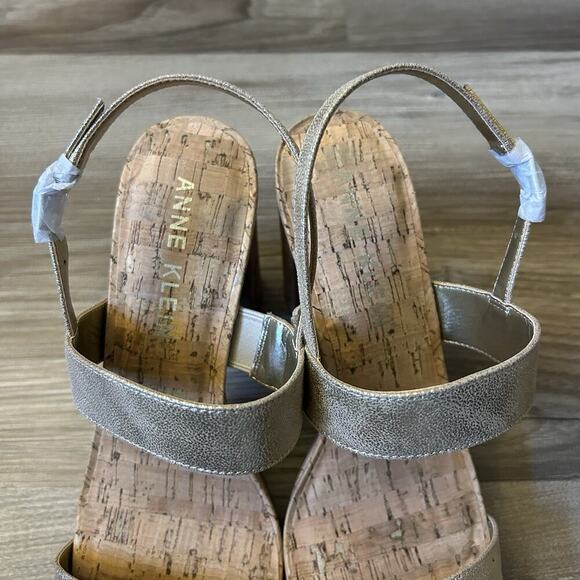 Anne Klein Women's Zaya Block Heel Sandals 4.5" Platinum Ankle Strap Size 10 NWB - Picture 8 of 15